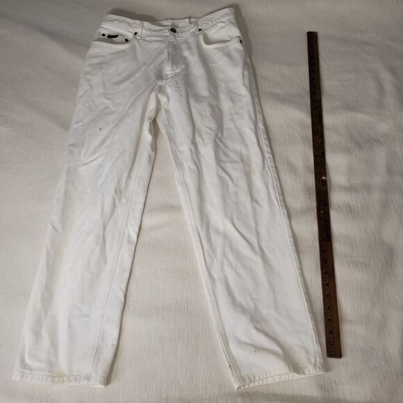 Vtg Calvin Klein Jeans Mens Size 34X30 White Denim Pants Preppy Retro Workwear - Picture 11 of 16